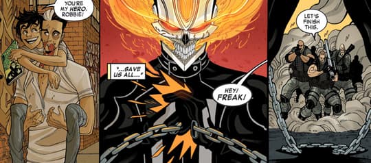 Ghost Rider thinking of his brother Gabe