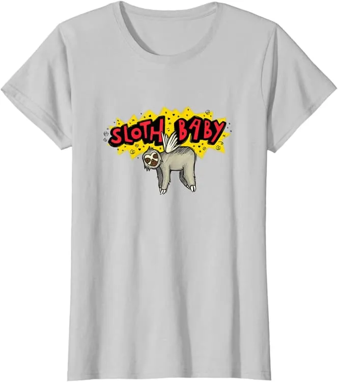 Ms. Marvel Sloth Baby t-shirt / shop it <a href=https://www.amazon.com/Marvel-Sloth-Doodle-Poster-T-Shirt/dp/B09YSW1LLT>here</a>