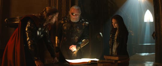 Odin with Thor (Thor Odinson) and Jane Foster
