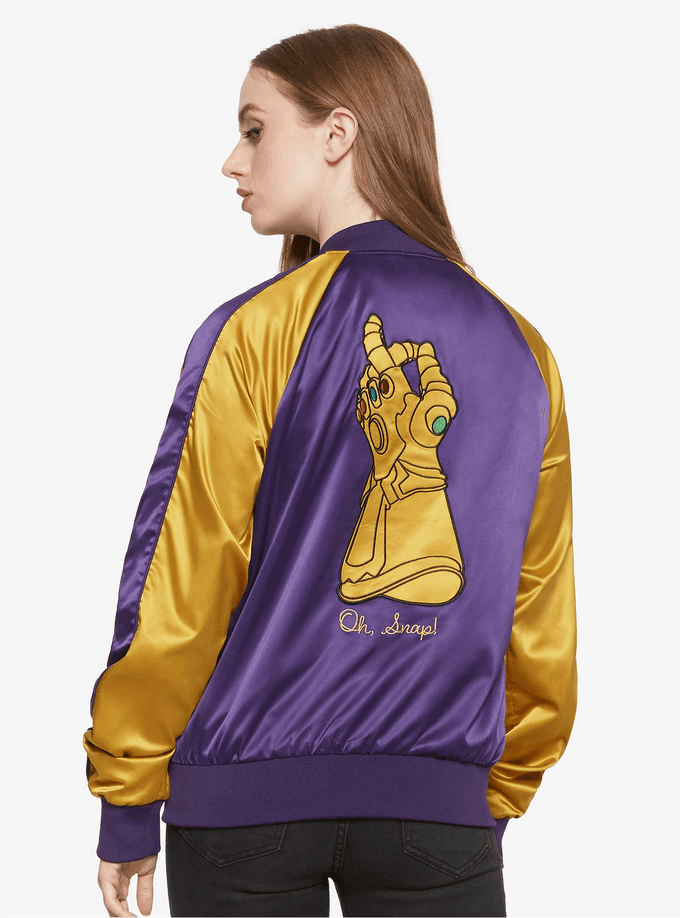 Thanos 'Oh Snap' Satin Bomber Jacket / Her Universe
