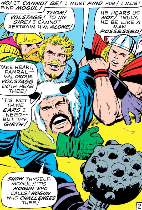 Fandral, Thor and Volstagg hold back Hogun
