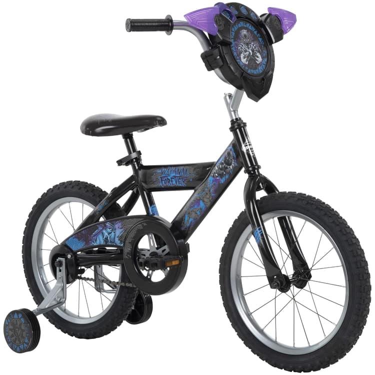Huffy Marvel Black Panther 16” Boy’s Bike for Kids, Black, with Interactive Handlebar Plaque & Training Wheels