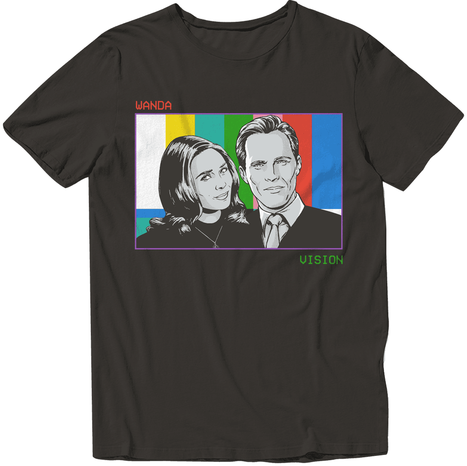 <a href="https://www.boxlunch.com/product/marvel-wandavision-television-static-t-shirt---boxlunch-exclusive/14631176.html"> WandaVision Television Static T-Shirt</a> / Box Lunch