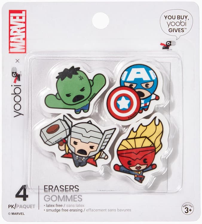 Yoobi x Marvel Captain America Avengers Ensemble 2-Pack Die-Cut Shape Eraser Set | Latex-Free | FSC Certified Packaging | School, Home or Ofiice Supplies | 2 Erasers