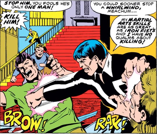 Steel Serpent uses his martial arts skills for evil.
