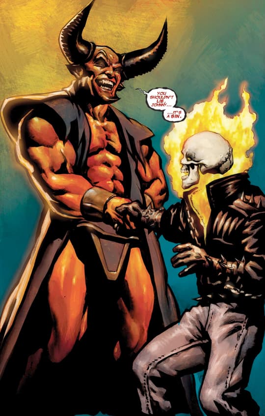 Ghost Rider shaking hands with the Devil