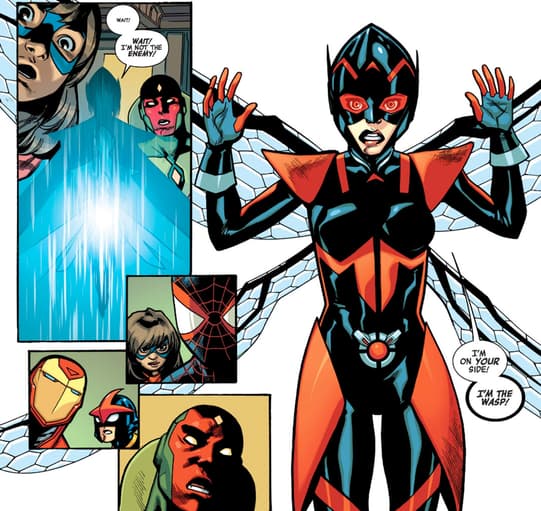 Wasp (Nadia Pym) , Ms. Marvel (Kamala Khan) and Vision