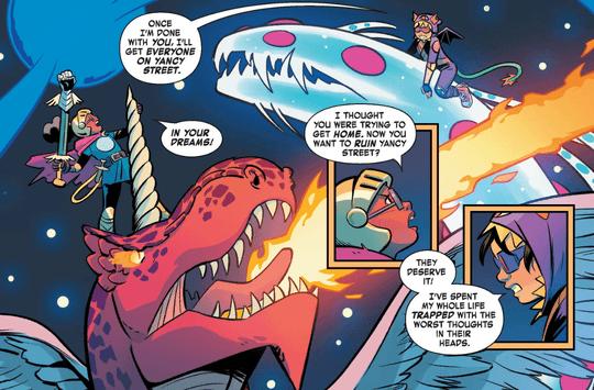 Lunella and Devil Dinosaur face off with Bad Dream