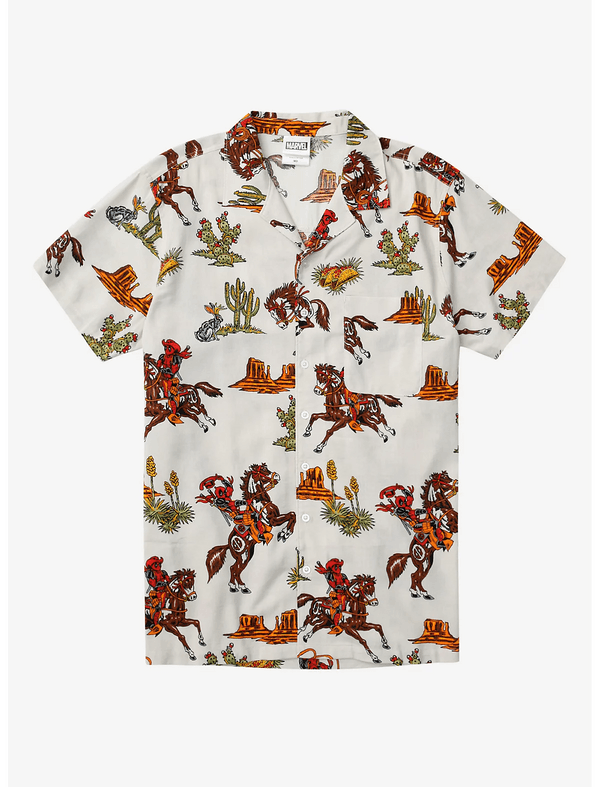<a href=https://www.boxlunch.com/product/marvel-deadpool-cowboy-allover-print-woven-button-up---boxlunch-exclusive/13247099.html>Cowboy Deadpool All-Over Print </a> / BoxLunch