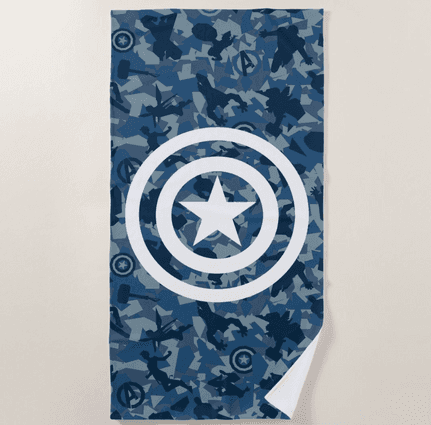 Avengers | Captain America Blue Camo Pattern Beach Towel