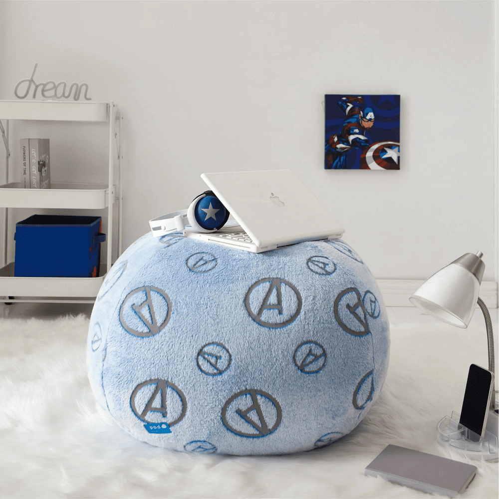 Avengers, Super Soft Embossed Faux Fur Round Bean Bag Chair, 24" x 24" x 18"
