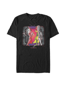 <a href="https://www.hottopic.com/product/marvel-wandavision-retro-television-cartoon-costume-t-shirt/15270802.html">WandaVision Retro Television Cartoon T-Shirt</a>/ Hot Topic