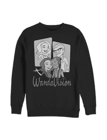 Retro WandaVision Panel Long Sleeve T-Shirt / shop it <a href=https://www.hottopic.com/product/marvel-wandavision-retro-character-panels-crew-sweatshirt/15793836.html>here</a>