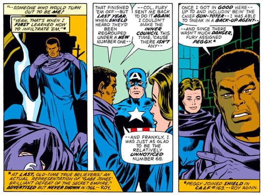 Peggy and Gabe discuss their past with Cap.
