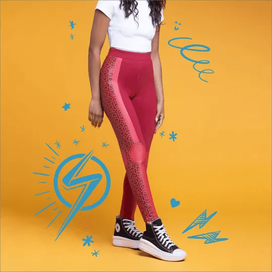 Ms. Marvel Hero Leggings / shop it <a href=https://www.hottopic.com/product/her-universe-marvel-ms.-marvel-hero-leggings/15633656.html>here</a>