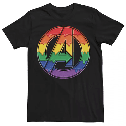 Adult Marvel Avengers Pride Rainbow Drip Logo Tee