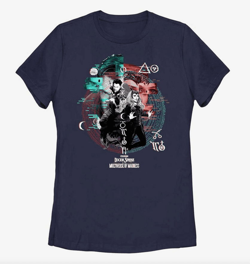 Magic Glitch t-shirt / shop it <a href=https://www.boxlunch.com/product/marvel-doctor-strange-multiverse-of-madness-scarlet-witch-magic-glitch-womens-t-shirt/17935074.html>here</a>