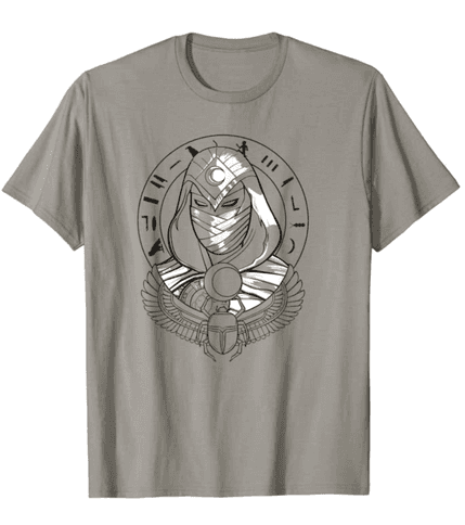 Moon Knight Simple Scarab Poster t-shirt / shop it <a href=https://www.amazon.com/Marvel-Knight-Simple-Scarab-T-Shirt/dp/B09TRZSN67>here</a>