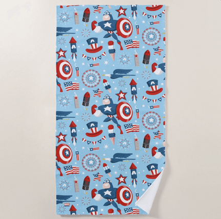 Captain America 4th of July Collage Beach Towel