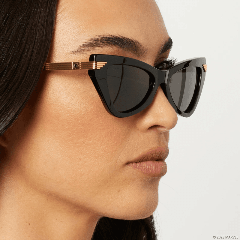 DIFF Black Widow Cat Eye Black Grey Polarized Sunglasses
