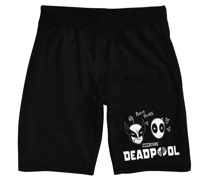 Deadpool and Wolverine Head Pen Art Men's Black Lounge Shorts