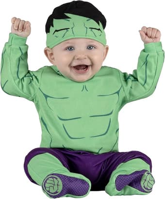 MARVEL Hulk Official Infant Halloween Costume - Premium Quality Minky Fabric Jumpsuit and Non-Slip Booties