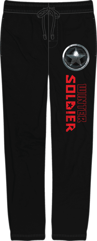 <a href=https://www.amazon.com/Falcon-Winter-Soldier-Shield-Marvel/dp/B08WJ322QG>Winter Soldier Sleep Pants</a> / Amazon