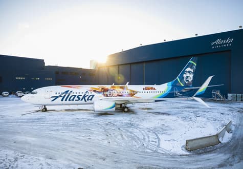 Captain Marvel - Alaska Airlines plane