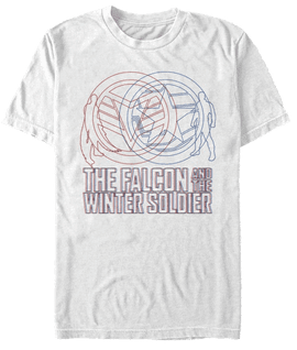 <a href=https://www.amazon.com/Marvel-Falcon-Winter-Soldier-T-Shirt/dp/B08STJHCZ4>The Falcon and the Winter Soldier Line Art T-Shirt</a> / Amazon