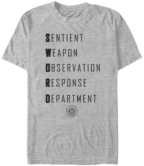 <a href="https://www.amazon.com/Marvel-WandaVision-R-D-Acronym-T-Shirt/dp/B08SSR7WF3">S.W.O.R.D. Acronym T-Shirt</a>/ Amazon