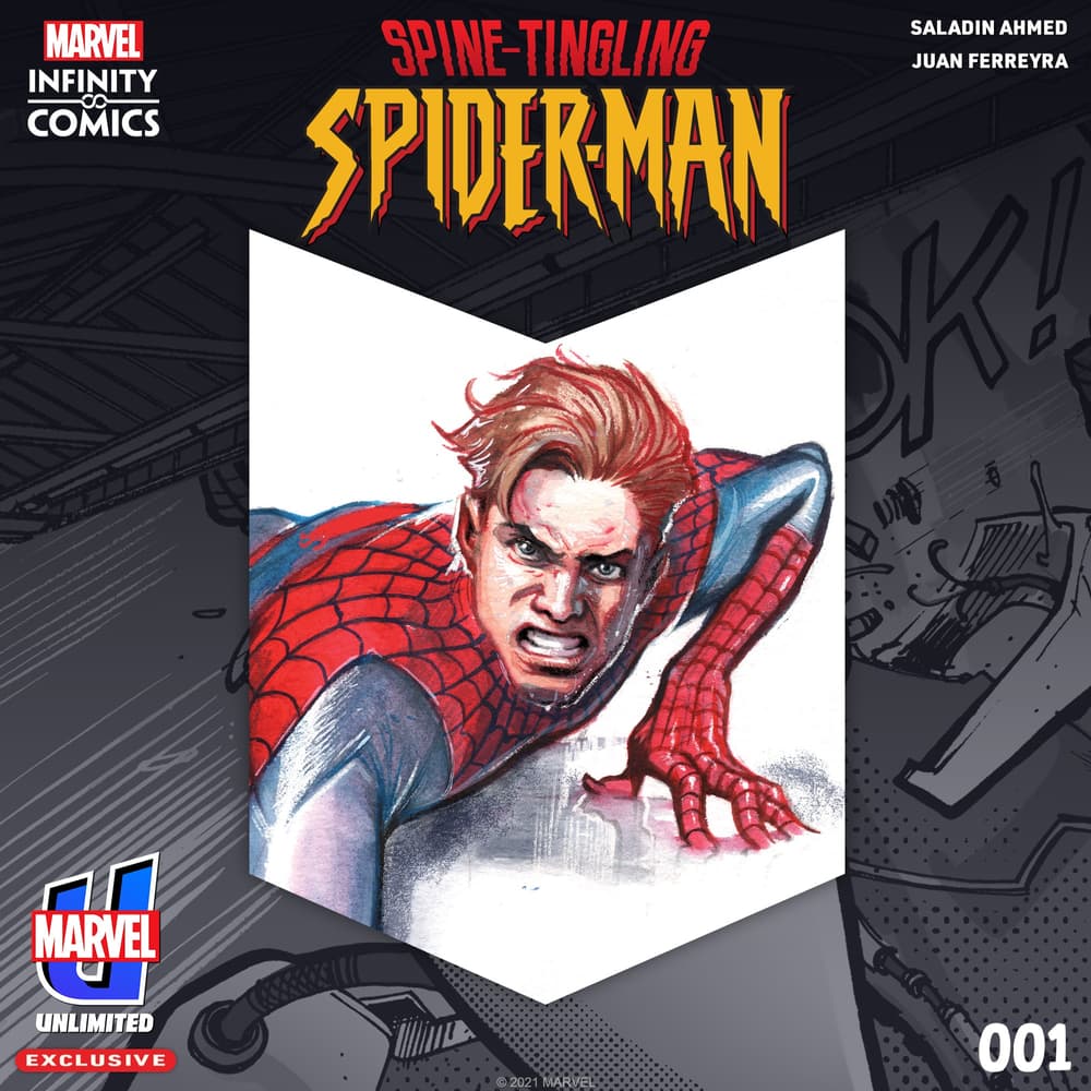 Promotional image for Spine-TIngling Spider-Man Infinity Comics' series.