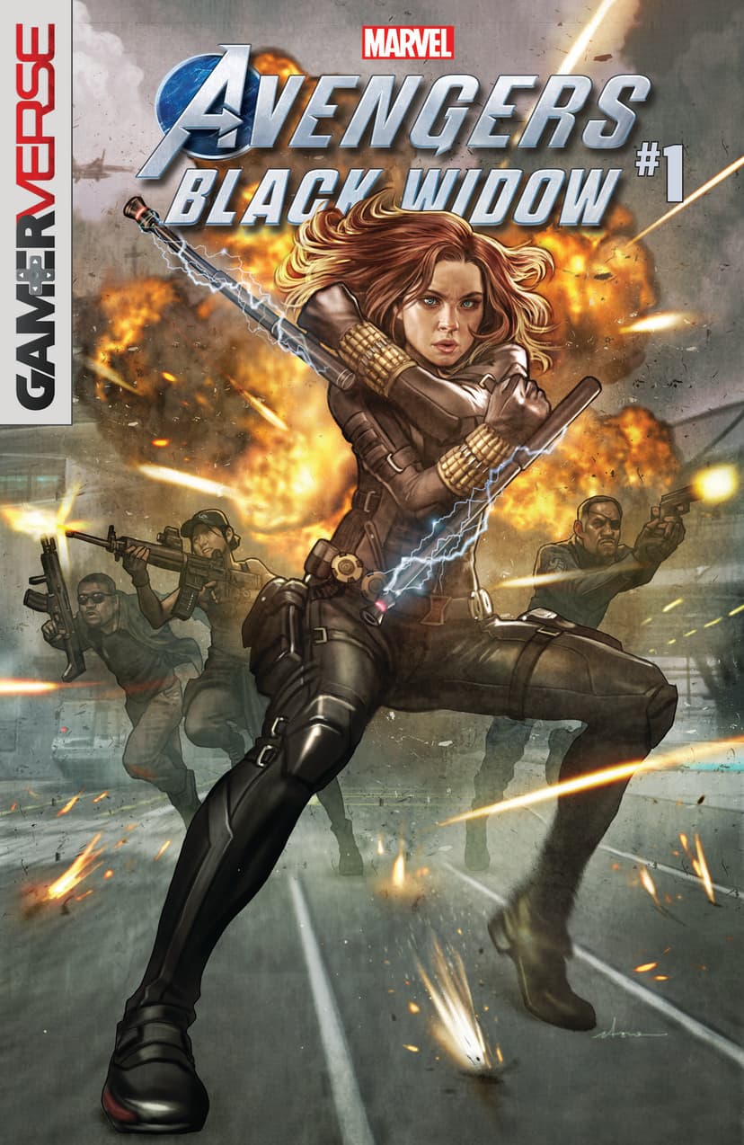 MARVEL’S AVENGERS: BLACK WIDOW #1 written by Christos Gage with art by Michele Bandini and cover by STONEHOUSE