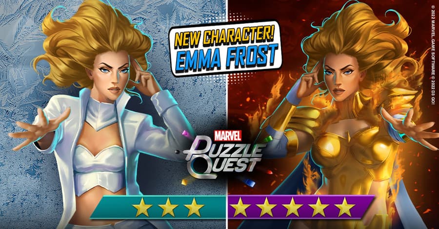 Emma Frost (New X-Men) and Emma Frost (Phoenix Five) join MARVEL Puzzle Quest