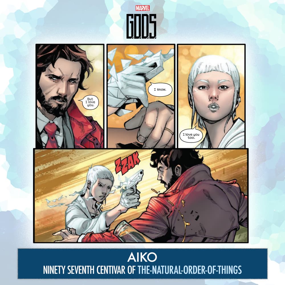 G.O.D.S. #1 panels by Jonathan Hickman, Valerio Schiti, Marte Gracia, and VC's Travis Lanham
