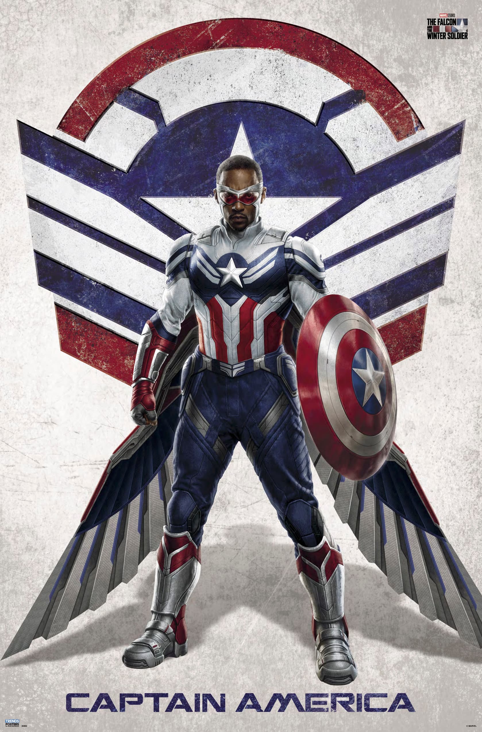 href=https://www.amazon.com/Trends-International-Soldier-Falcon-Portrait-Unframed/dp/B093CNJ9VV>Captain America Portrait Poster</a> / Amazon