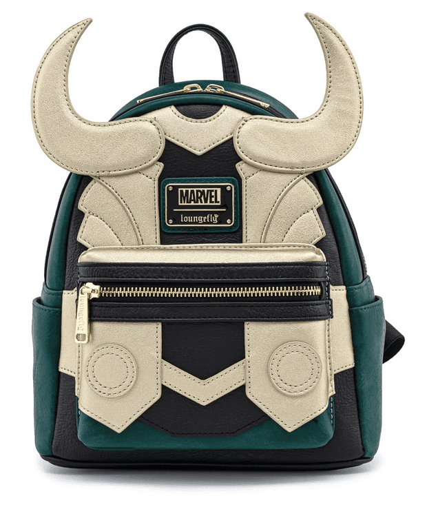Loki Backpack / shop it <a href=https://www.amazon.com/Loungefly-Avengers-Leather-Backpack-Standard/dp/B077SGK6C1>here</a>