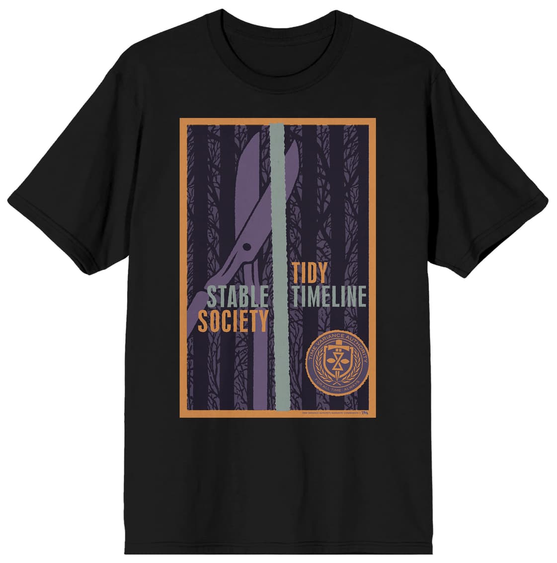 TVA Stable Society Tidy Timeline T-Shirt / shop it <a href=    https://www.amazon.com/Universe-Variance-Authority-Timeline-T-Shirt-3XL/dp/B096YL1T5G>here</a>