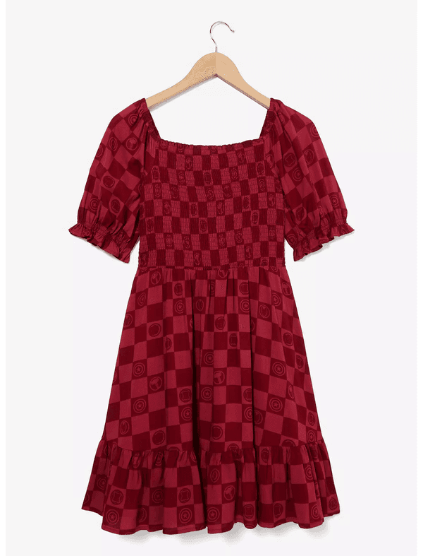 Marvel Avengers Icons Checkered Smock Dress - BoxLunch Exclusive