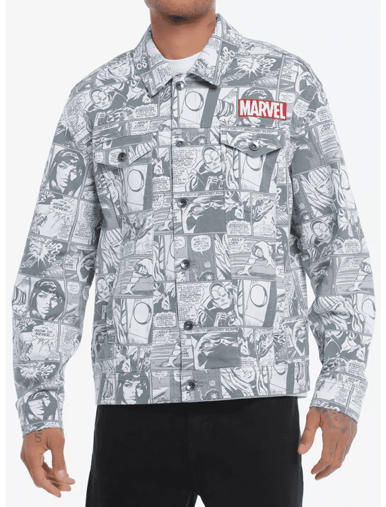 Our Universe Marvel Comic Panels Oversized Denim Jacket Our Universe Exclusive