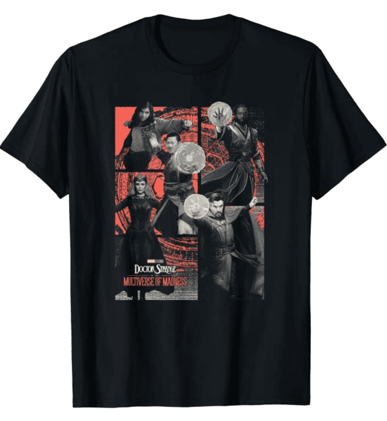 Doctor Strange Box Up t-shirt / shop it <a href=https://www.amazon.com/Marvel-Strange-Multiverse-Madness-T-Shirt/dp/B09SKQSZNX>here</a>