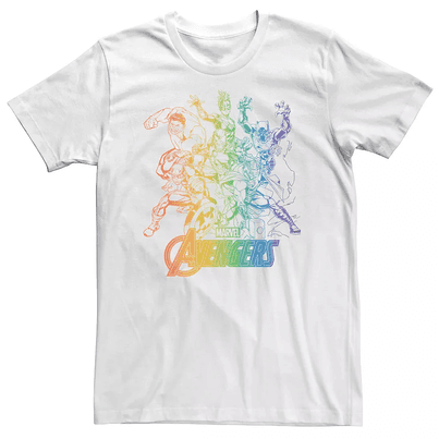Big & Tall Marvel Avengers Pride Rainbow Gradient Outline Tee