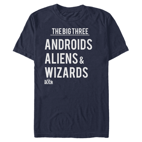 <a href=https://www.hottopic.com/product/marvel-the-falcon-and-the-winter-soldier-the-big-three-t-shirt/15557168.html>”The Big Three” T-Shirt</a> / Hot Topic
