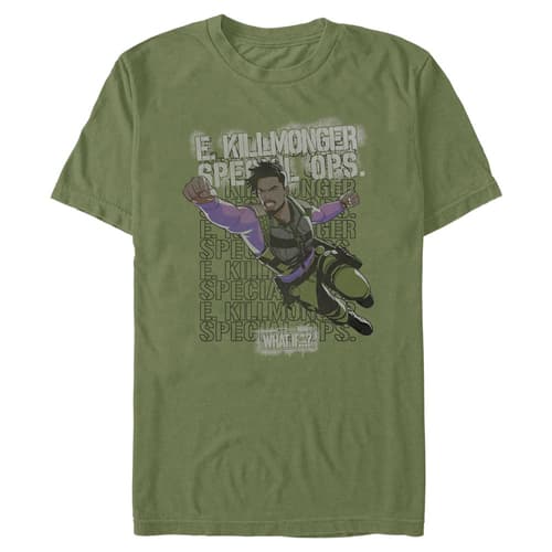  Killmonger Punch T-Shirt  / shop it <a href="https://www.hottopic.com/product/what-if-erik-killmonger-army-brat-t-shirt/16870179.html">here</a>