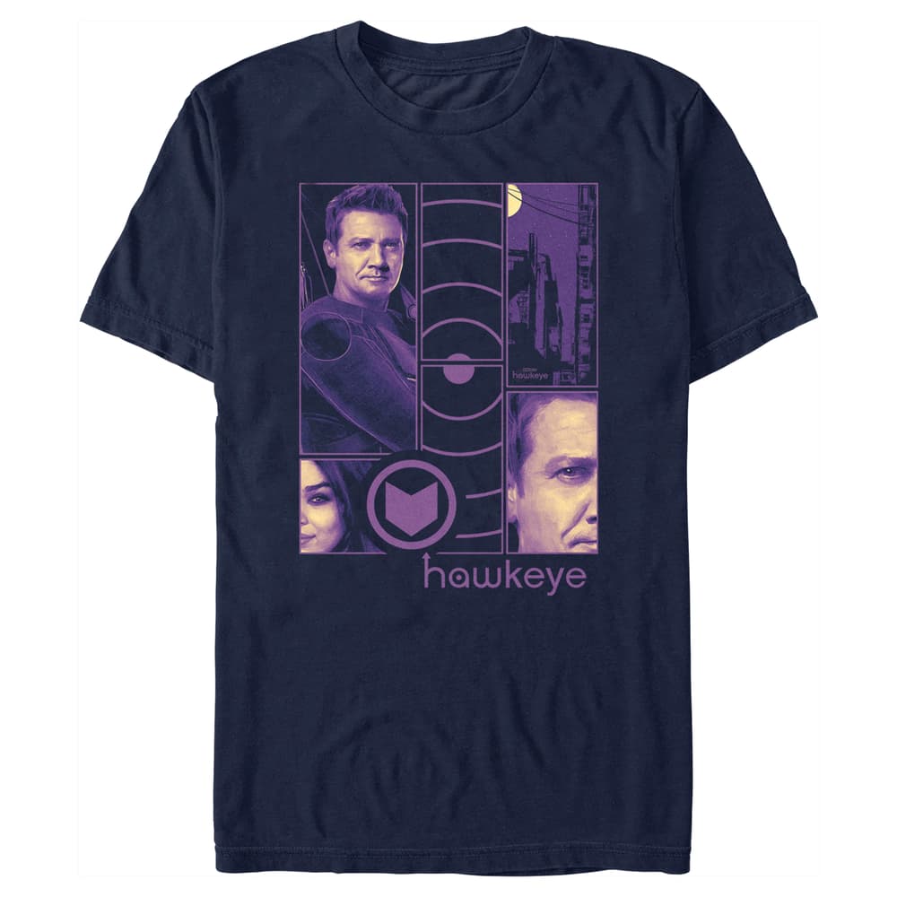 Hawkeye Panel T-Shirt / shop it <a href=https://www.hottopic.com/product/marvel-hawkeye-panel-t-shirt/17283153.html>here</a>
