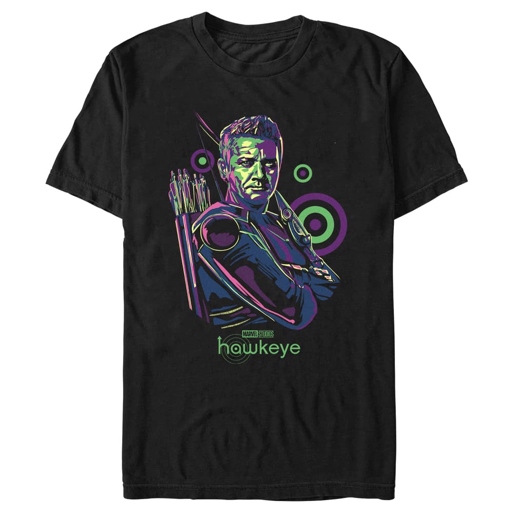 Colorful Hawkeye T-Shirt / shop it <a href=https://www.hottopic.com/product/marvel-hawkeye-colorful-hawkeye-t-shirt/17283093.html>here</a>
