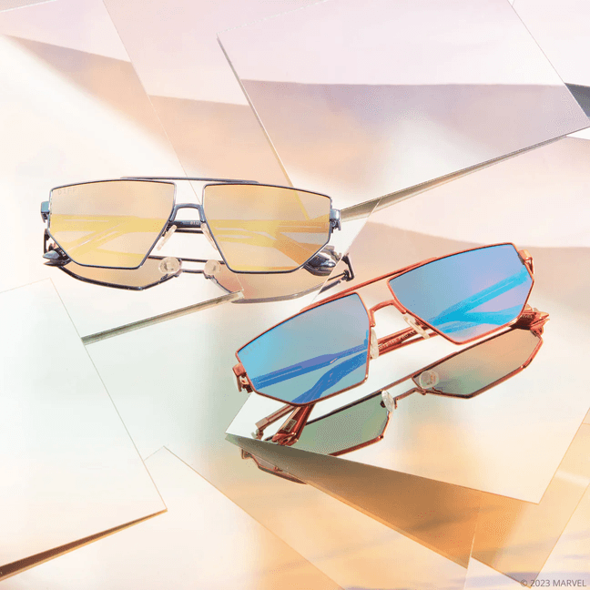 Guardians of the Galaxy x DIFF Eyewear Galactic Heroes Metallic Solar Blue Galactic Gold Mirror Polarized Sunglasses