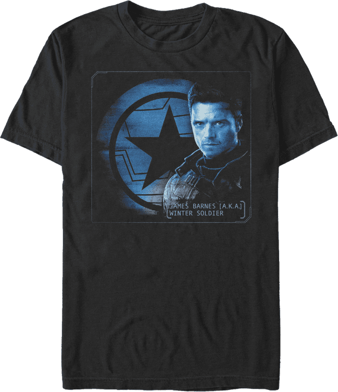 <a href=https://www.hottopic.com/product/marvel-the-falcon-and-the-winter-soldier-bucky-barnes-id-girls-t-shirt/15281937.html>Bucky Barnes ID T-Shirt </a> / Hot Topic