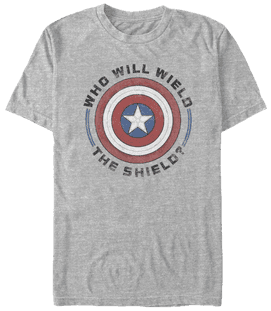 <a href=https://www.hottopic.com/product/marvel-the-falcon-and-the-winter-soldier-who-will-wield-t-shirt/15222591.html>Who Will Wield T-Shirt T-Shirt </a> / Hot Topic