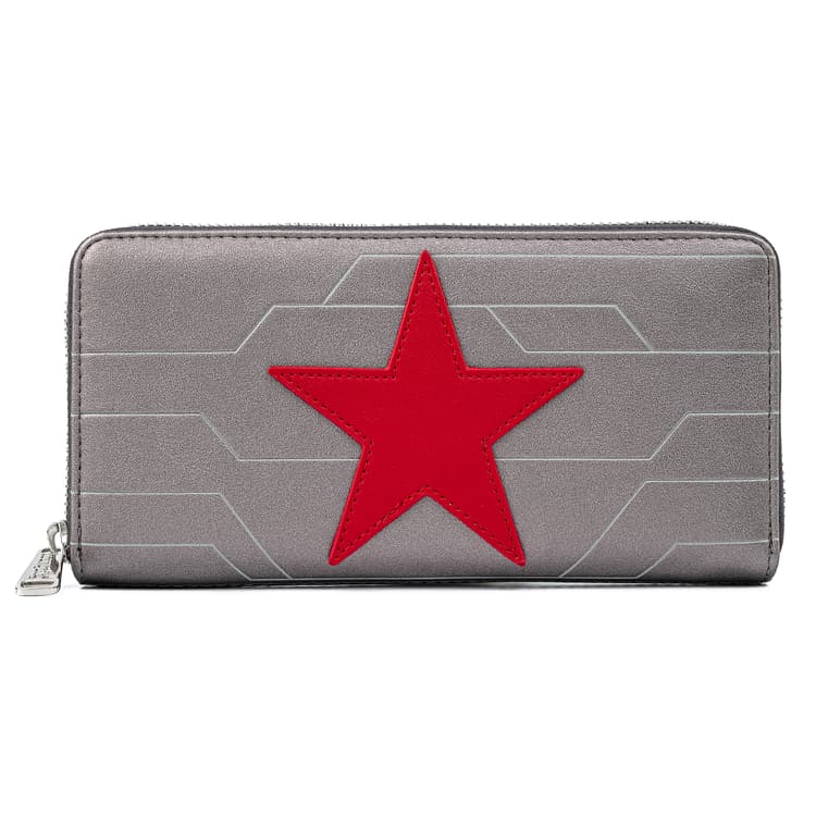 <a href=https://www.loungefly.com/collections/brands-marvel/products/marvel-winter-soldier-cosplay-zip-around-wallet>Winter Soldier Cosplay Zip Around Wallet </a> / Loungefly