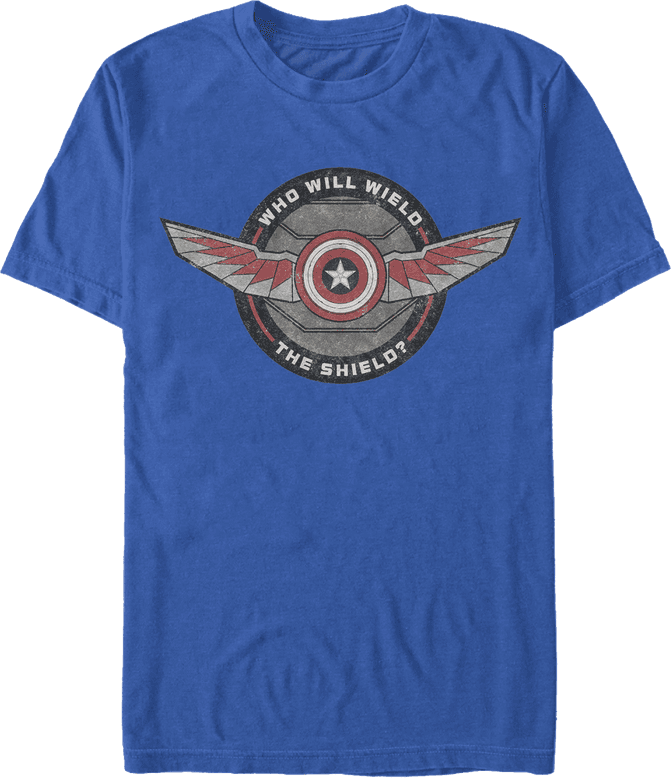 <a href=https://www.hottopic.com/product/marvel-the-falcon-and-the-winter-soldier-wield-the-shield---royal/15222601.html>Wield The Shield - Royal Blue T-Shirt</a> / Hot Topic